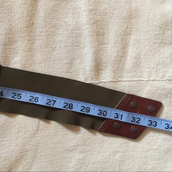 Woven leather earth tone stretch belt w/ snaps M - Picture 7 of 8